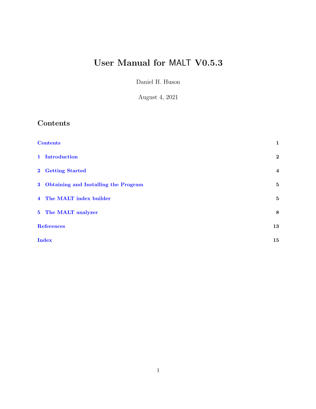 User Manual for MALT V0.5.3