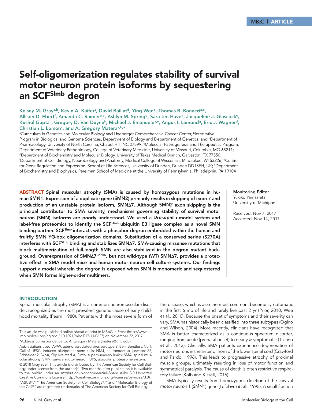 Self-Oligomerization Regulates Stability of Survival Motor Neuron Protein Isoforms by Sequestering an Scfslmb Degron