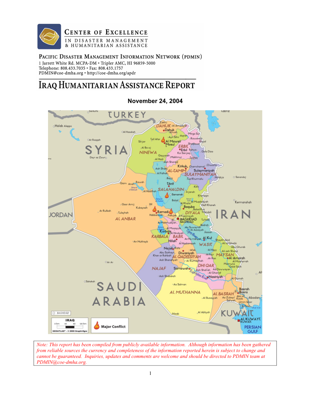 Iraqis; Food Distribution OK; Infrastructure Improving Very Slowly; Reconstruction and Humanitarian Operations Slow—Security, Supply, and Bureaucratic Impediments;