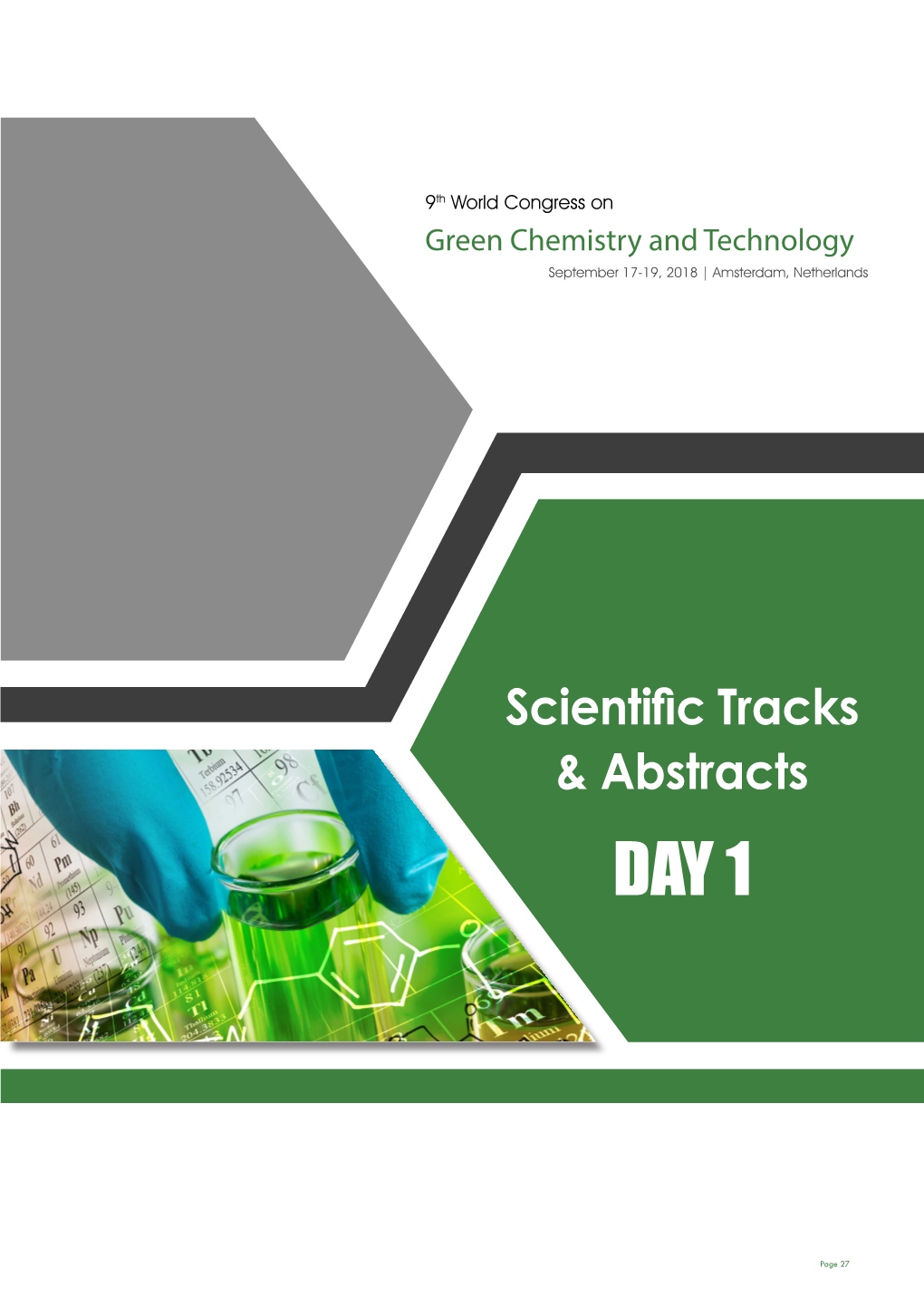 Green Chemistry and Technology September 17-19, 2018 | Amsterdam, Netherlands