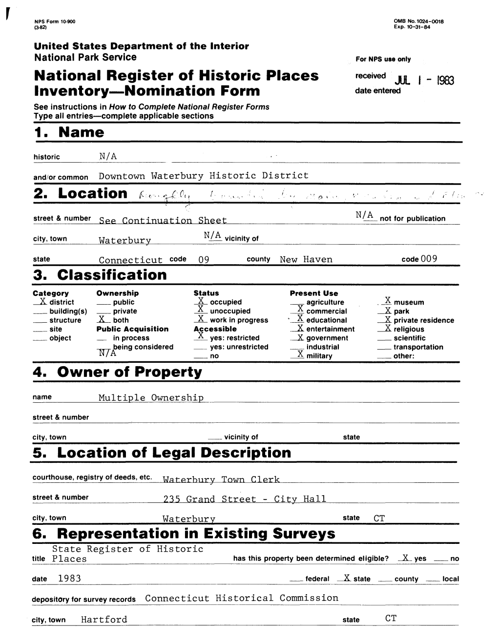 National Register of Historic Places Inventory Nomination Form 1