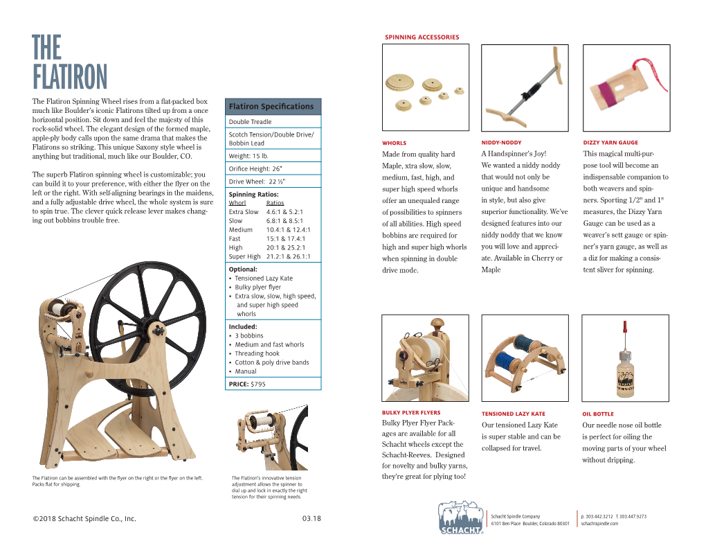 The Flatiron Spinning Wheel Rises from a Flat-Packed Box Much Like Boulder’S Iconic Flatirons Tilted up from a Once Flatiron Specifications Horizontal Position