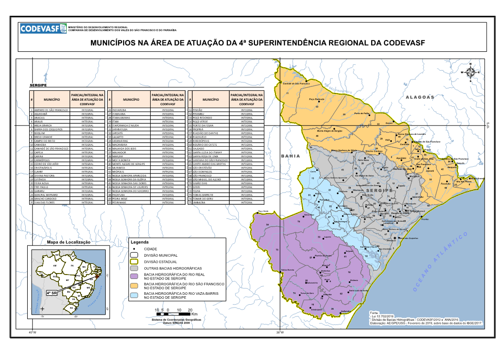 Municípios Na Área De Atuação Da 4ª Superintendência Regional Da Codevasf