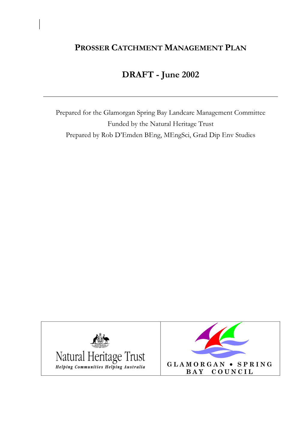 Draft Prosser Catchment Plan 2002