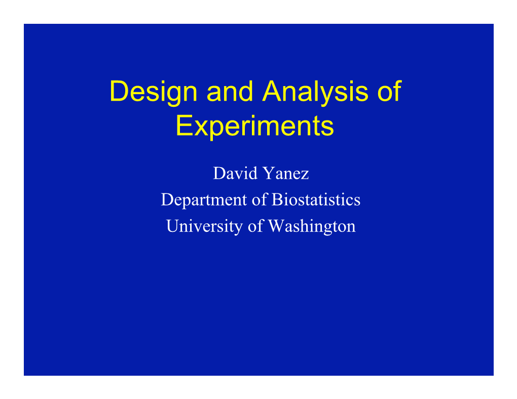 Design and Analysis of Experiments