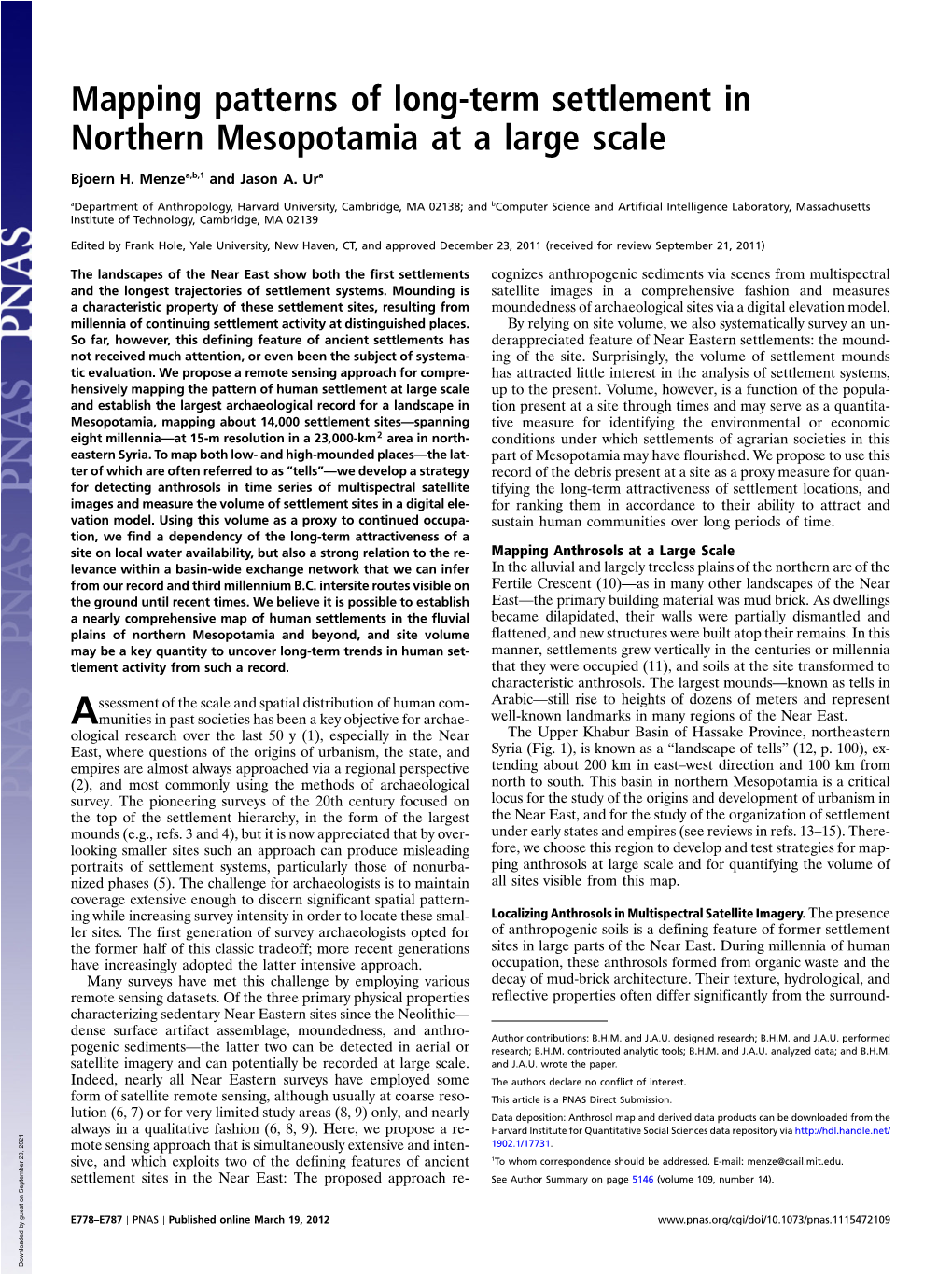 Mapping Patterns of Long-Term Settlement in Northern Mesopotamia at a Large Scale