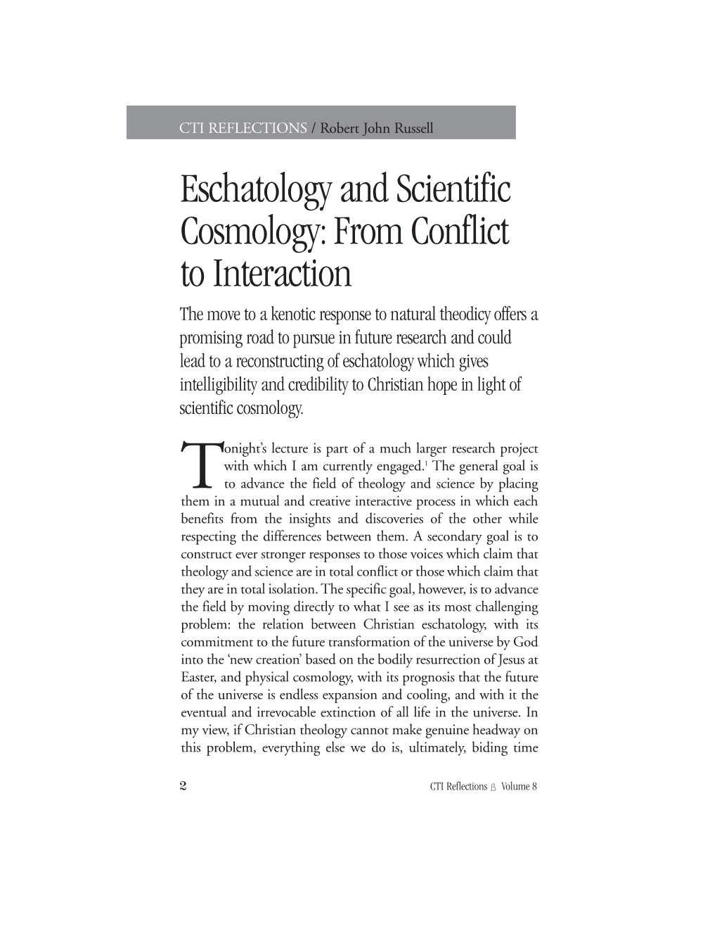 Eschatology and Scientific Cosmology: from Conflict to Interaction