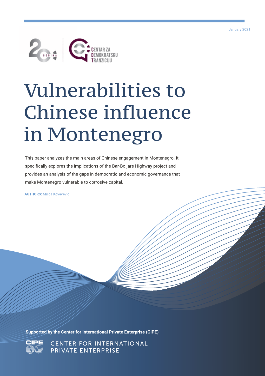 Vulnerabilities to Chinese Influence in Montenegro