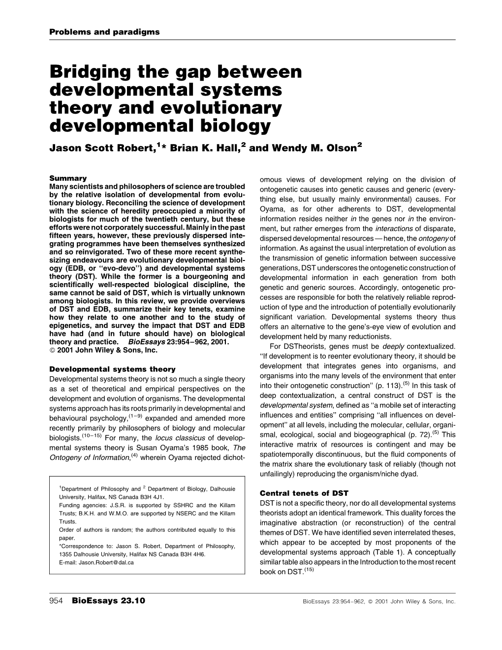 Bridging the Gap Between Developmental Systems Theory and Evolutionary Developmental Biology