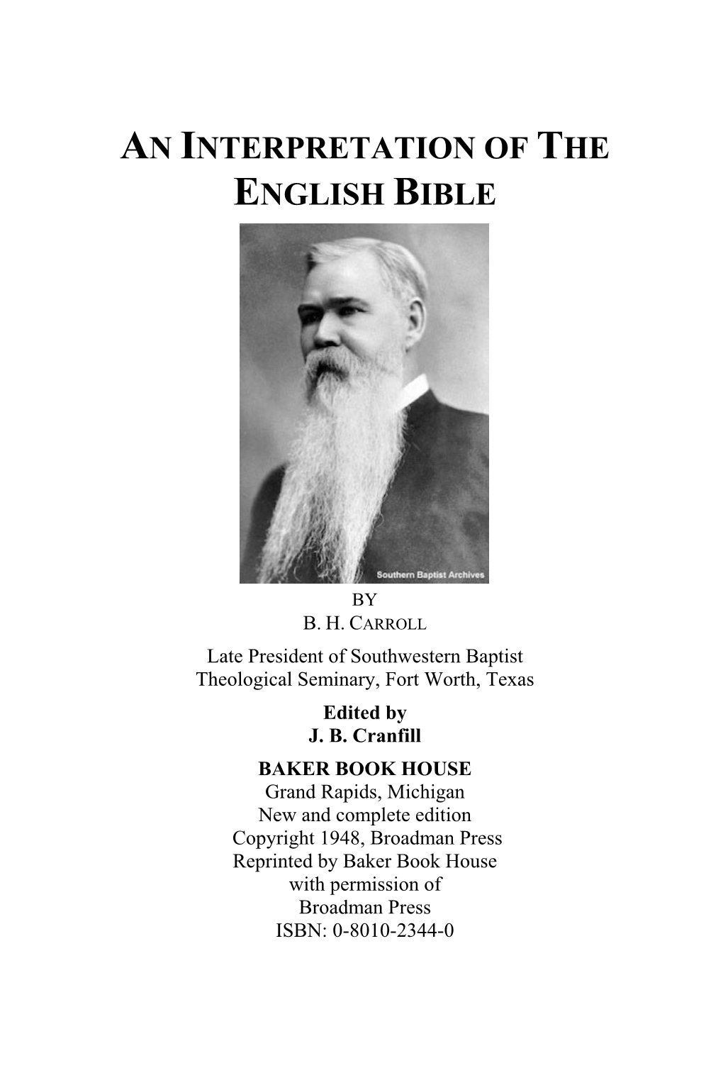 An Interpretation of the English Bible