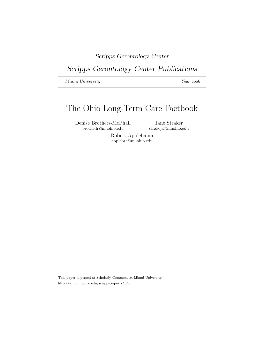 The Ohio Long-Term Care Factbook