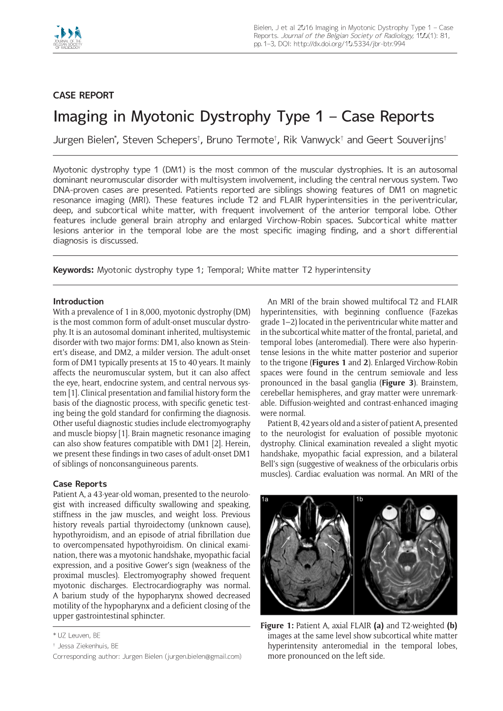 Imaging in Myotonic Dystrophy Type 1 – Case Reports