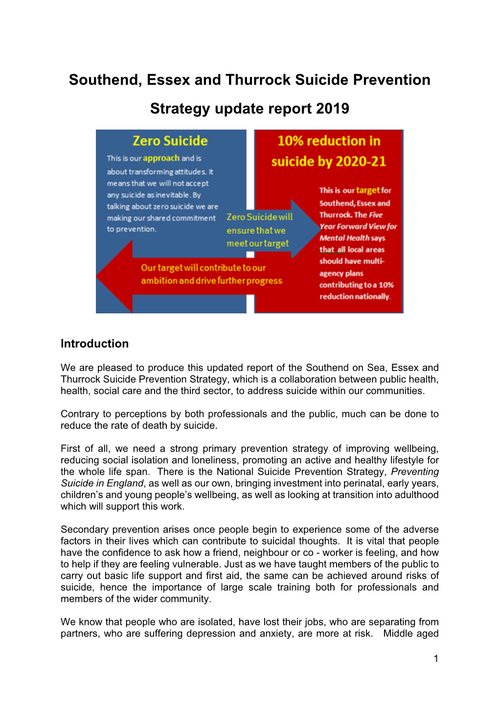 Southend, Essex and Thurrock Suicide Prevention Strategy Update Report 2019