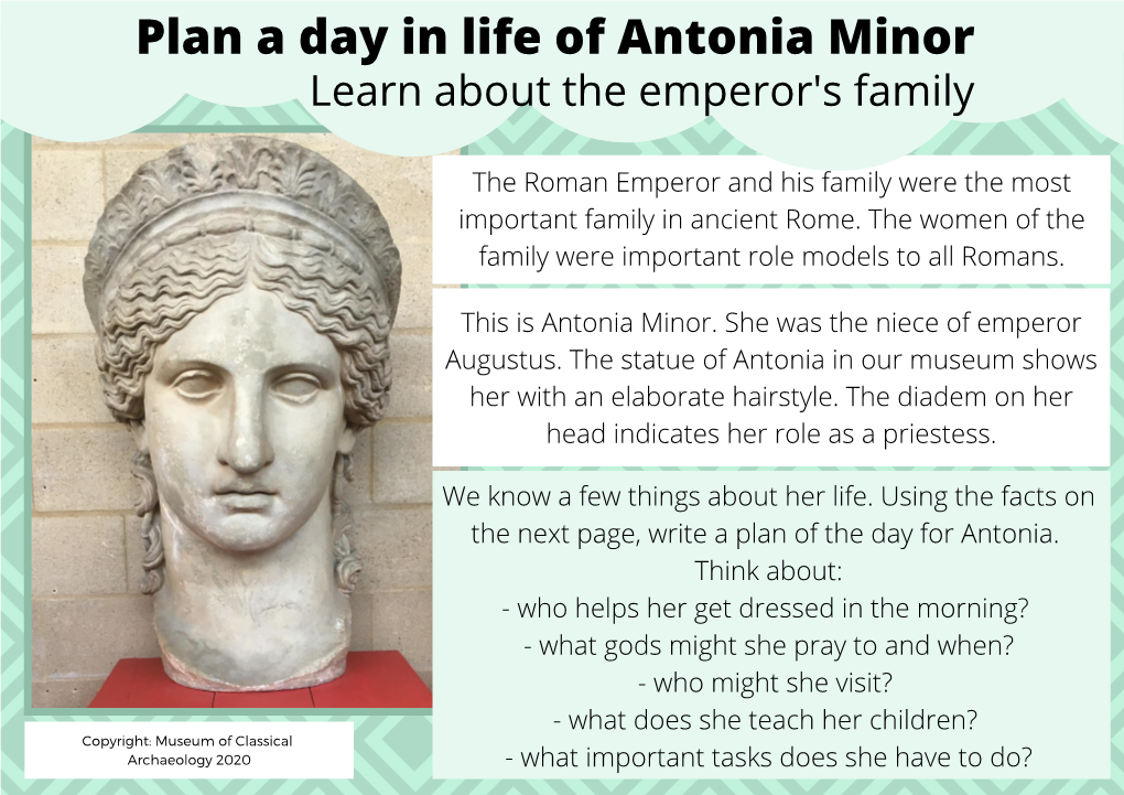 Day in Life of Antonia Minor Learn About the Emperor's Family