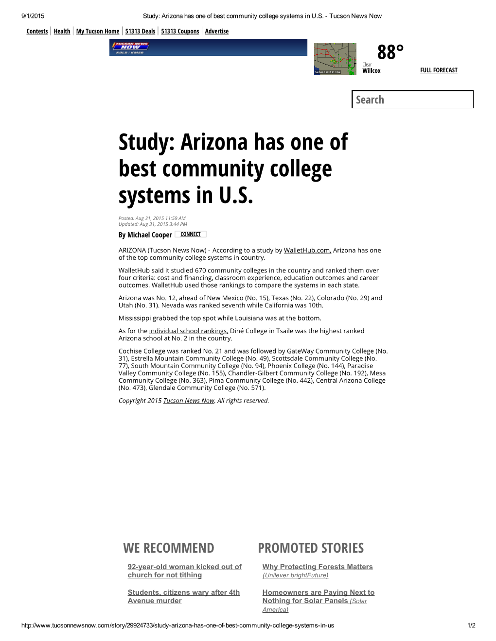 Study: Arizona Has One of Best Community College Systems in U.S. ­ Tucson News Now