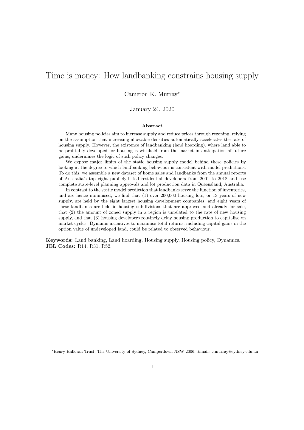 How Landbanking Constrains Housing Supply