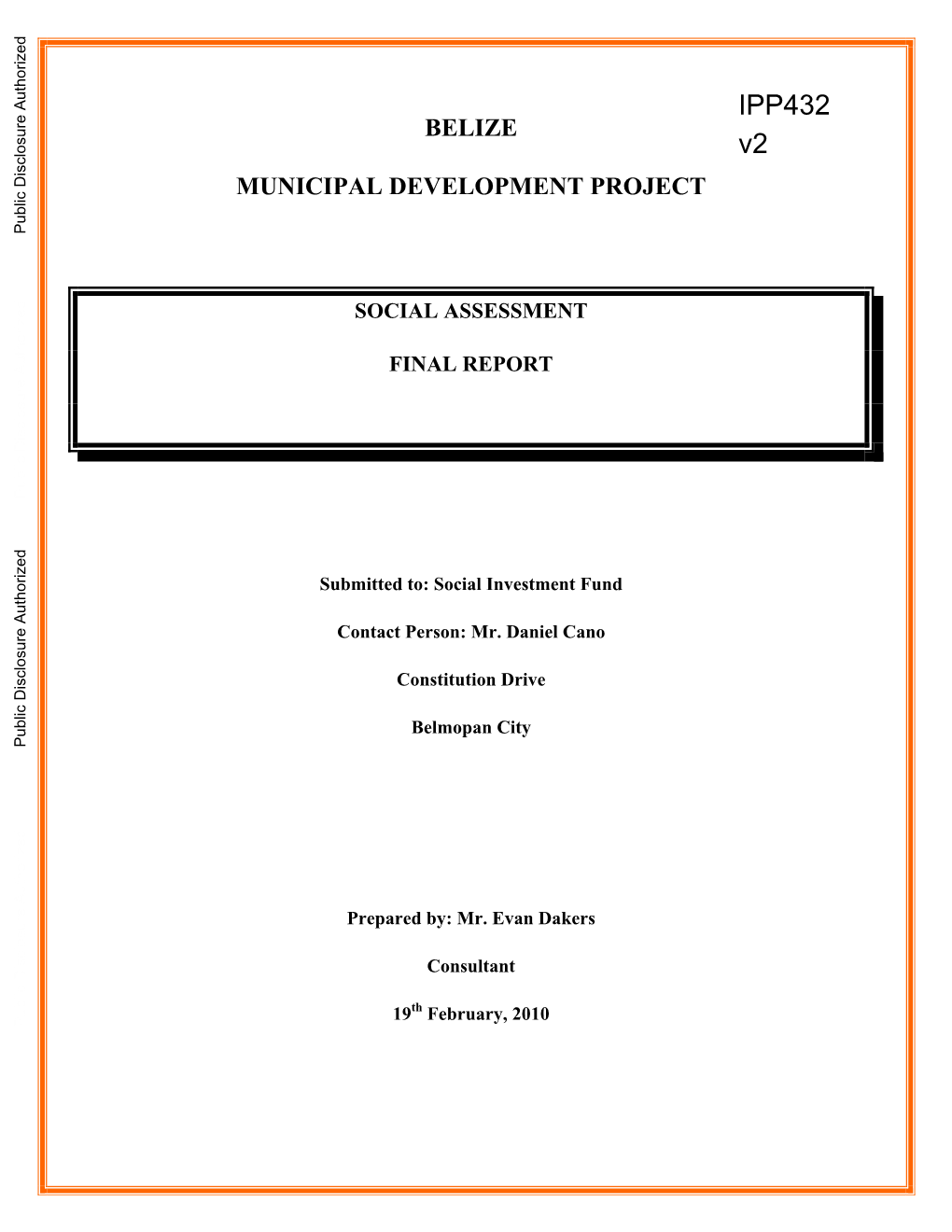 Belize Municipal Development Project