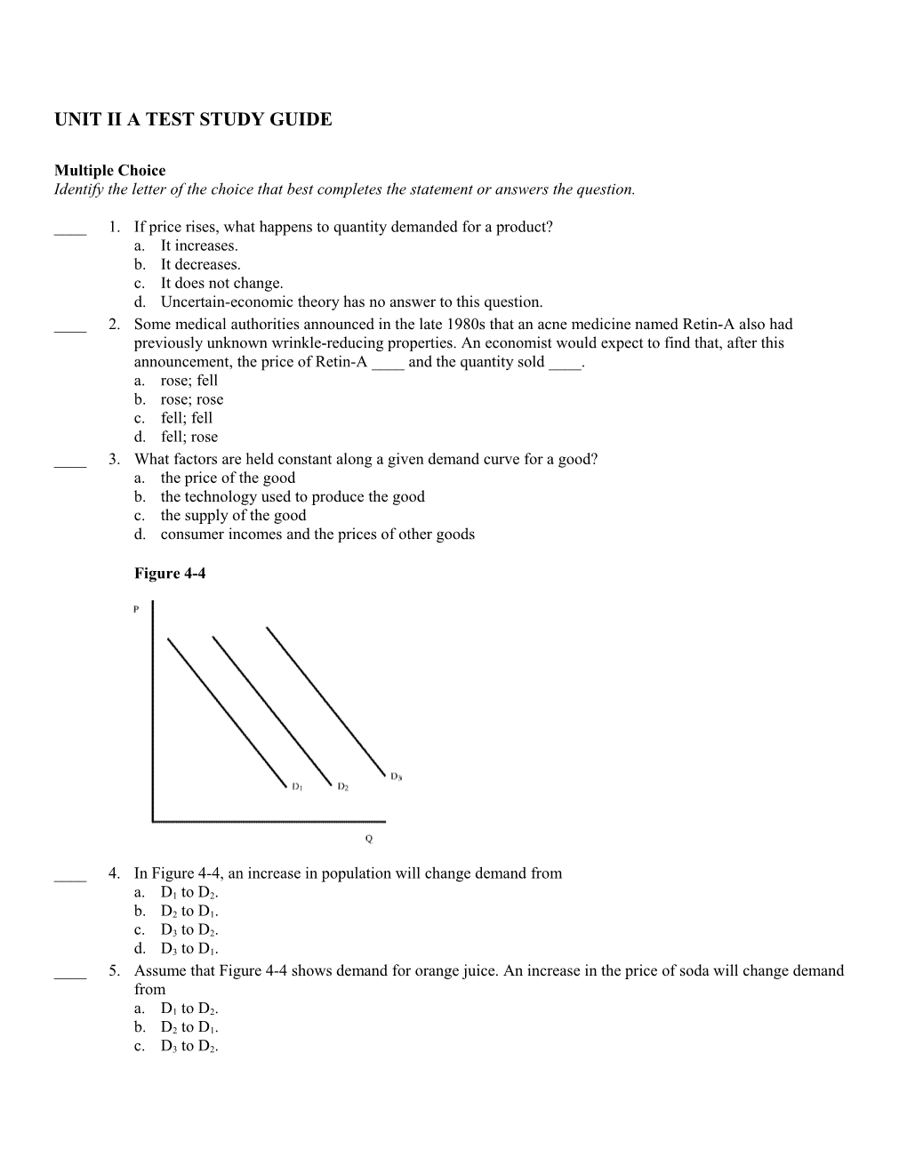 Unit Ii a Test Study Guide