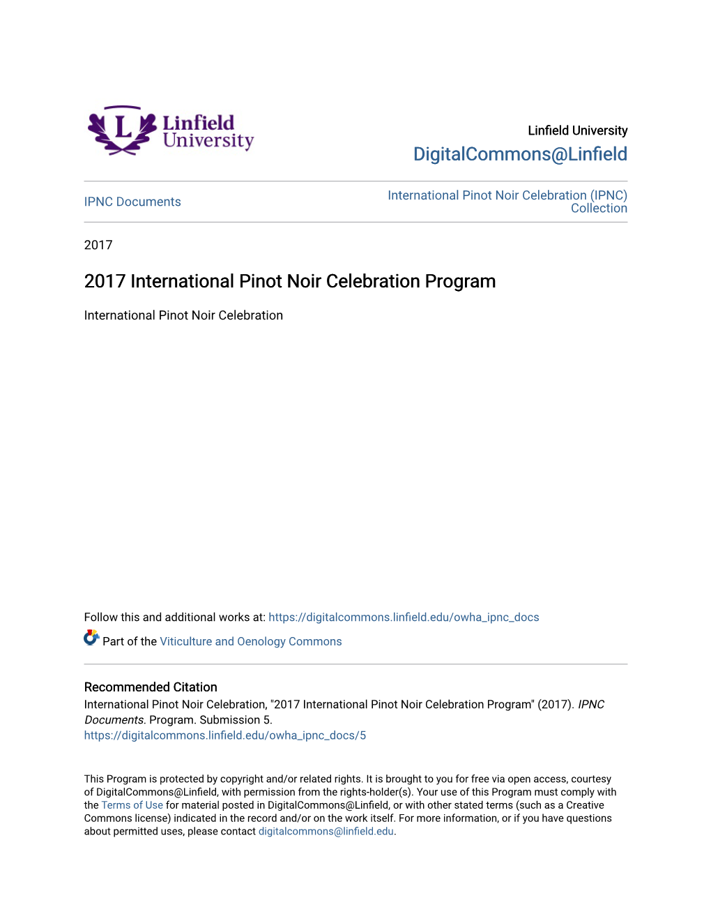 2017 International Pinot Noir Celebration Program