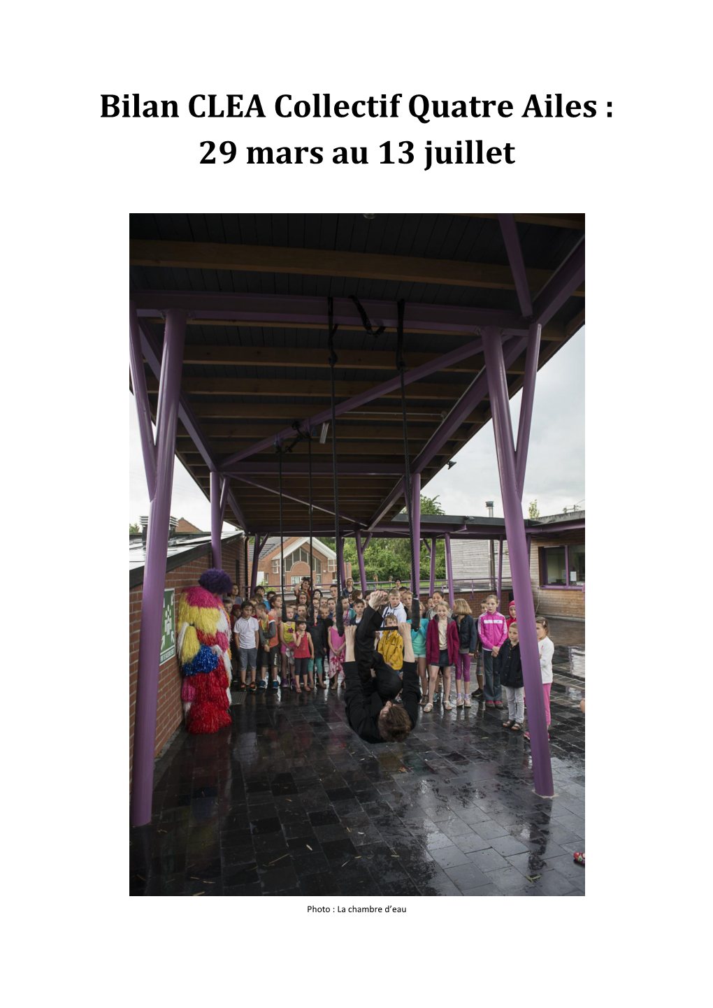 Bilan CLEA Collectif Quatre Ailes : 29 Mars Au 13 Juillet