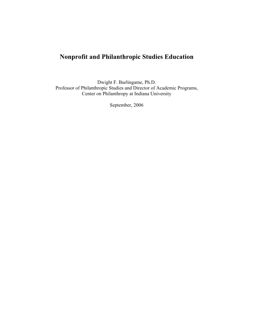Nonprofit and Philanthropic Studies Education
