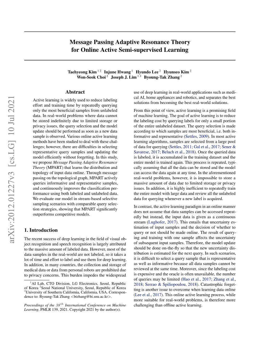 Message Passing Adaptive Resonance Theory for Online Active Semi-Supervised Learning