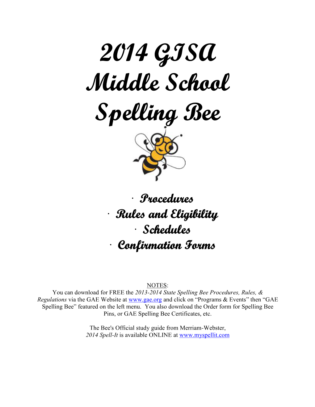 2014 GISA Middle School Spelling Bee