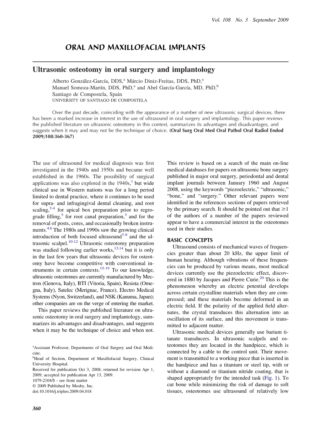 Ultrasonic Osteotomy in Oral Surgery and Implantology ORAL AND