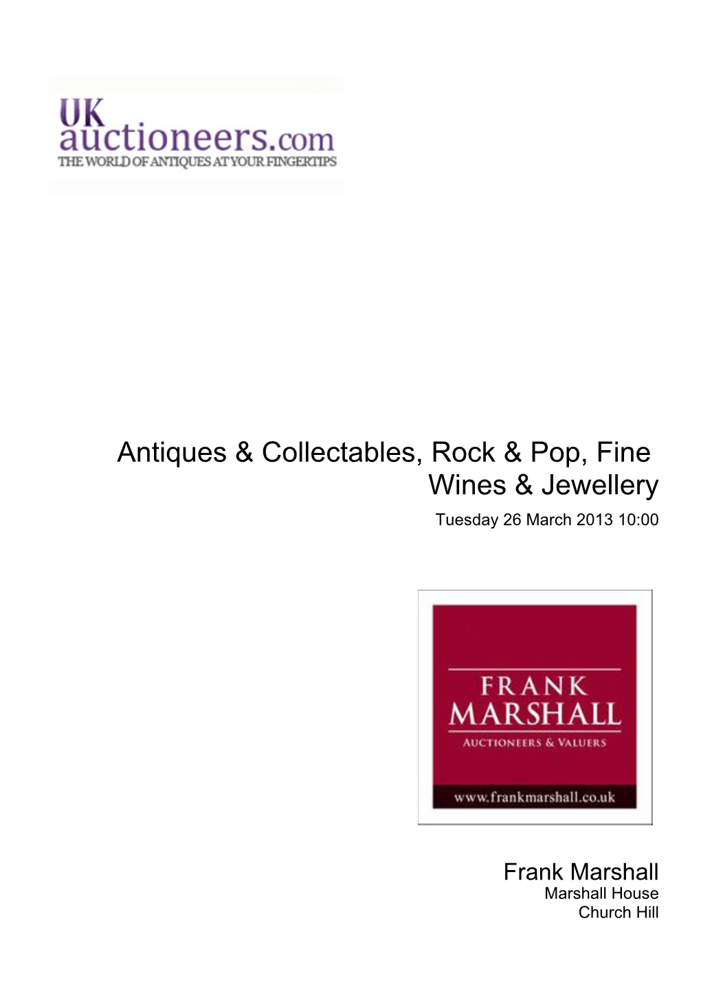 Antiques & Collectables, Rock & Pop, Fine Wines & Jewellery