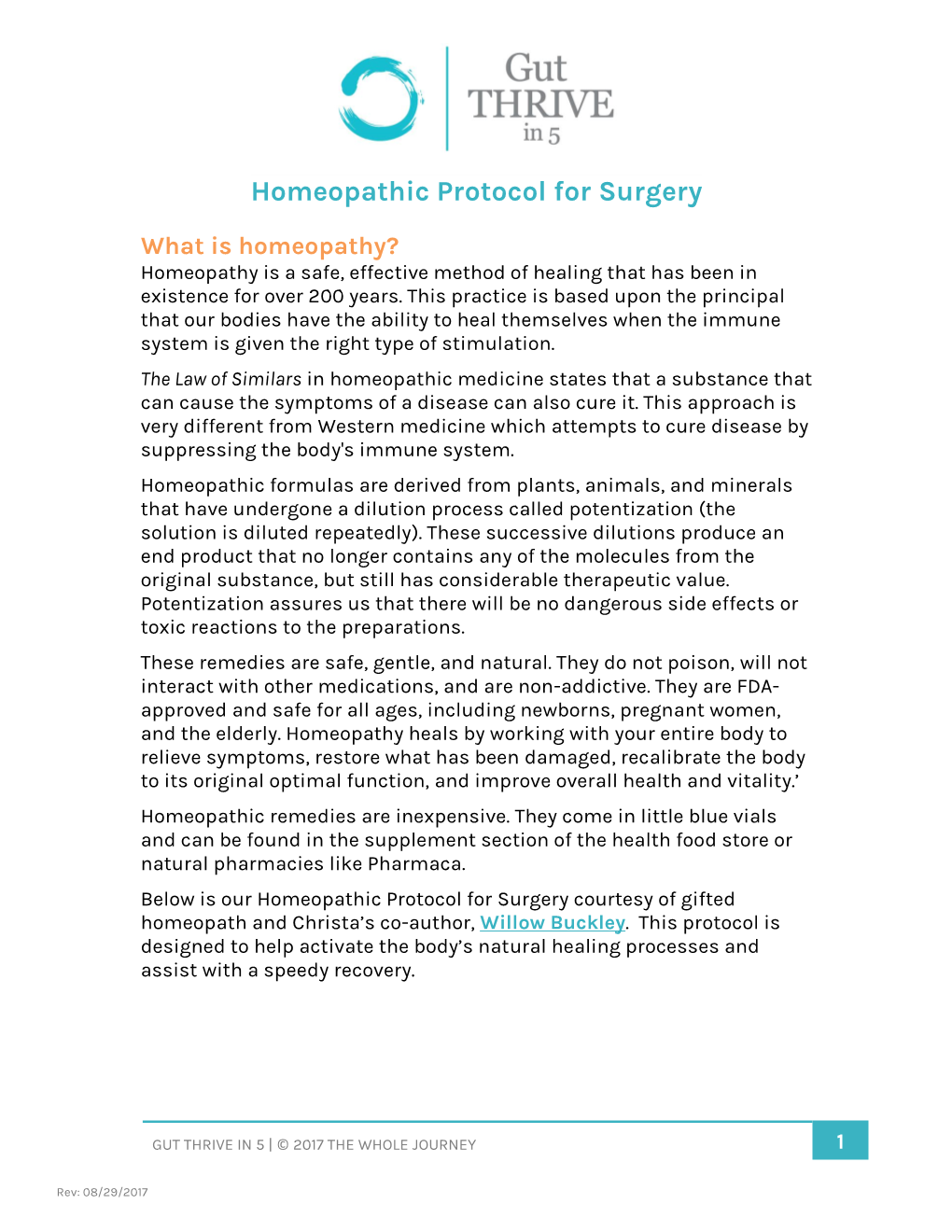 Homeopathic Protocol for Surgery