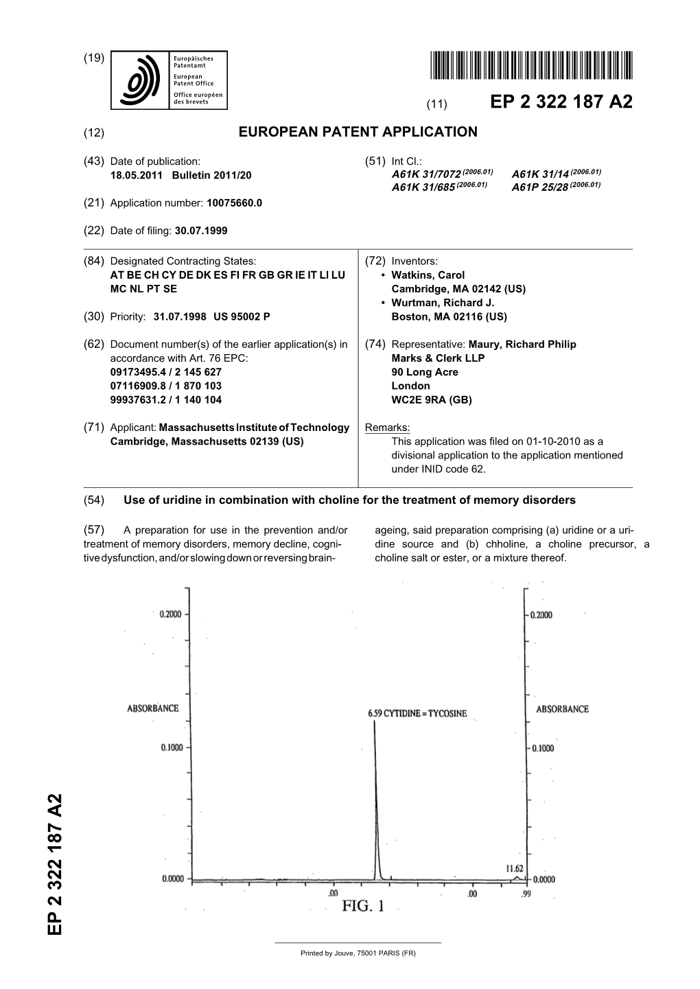 Use of Uridine in Combination with Choline for the Treatment of Memory Disorders