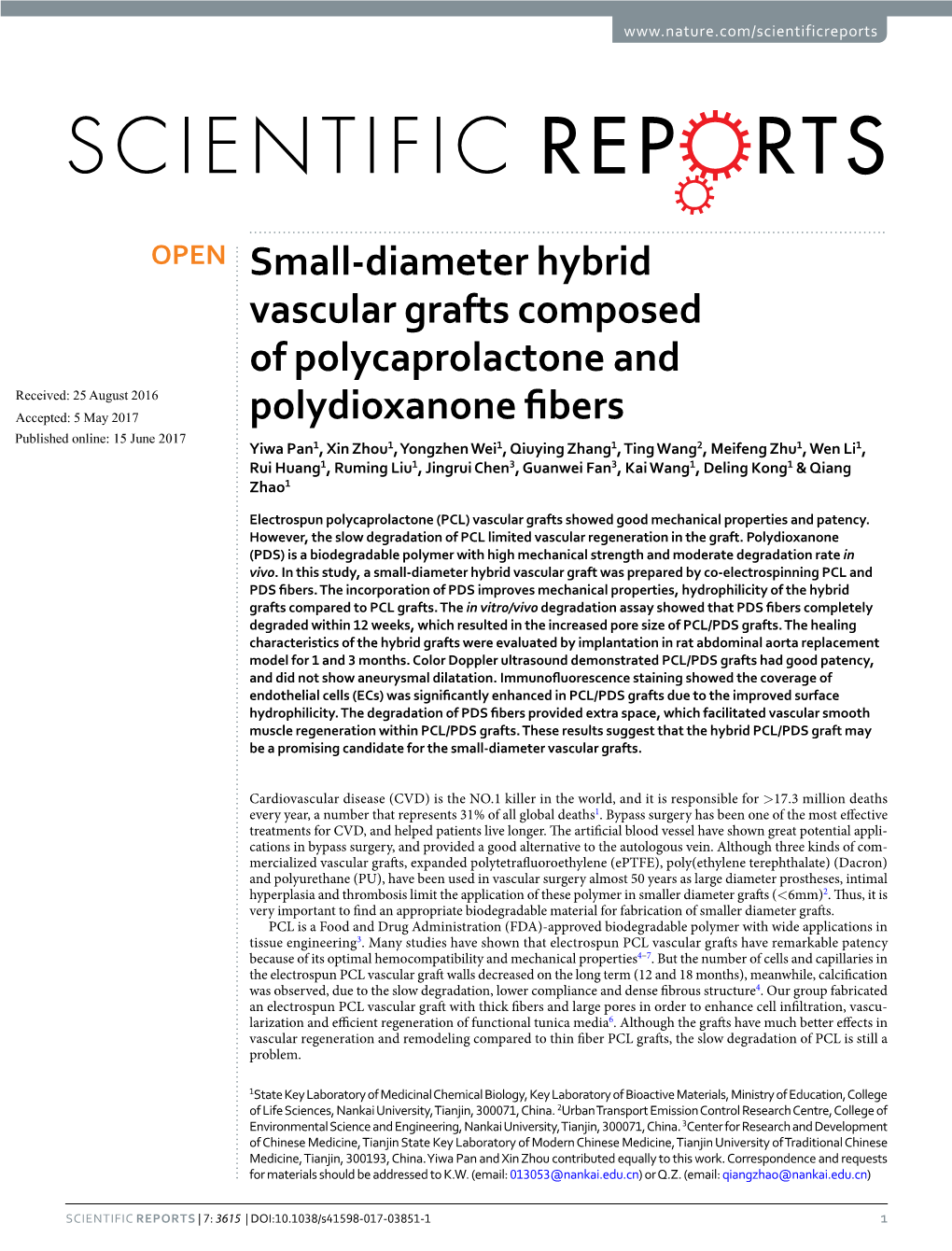 Small-Diameter Hybrid Vascular Grafts Composed of Polycaprolactone And