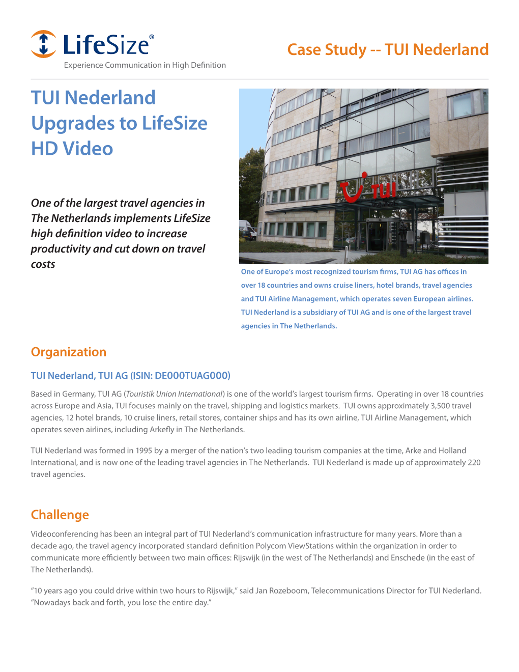TUI Nederland Case Study