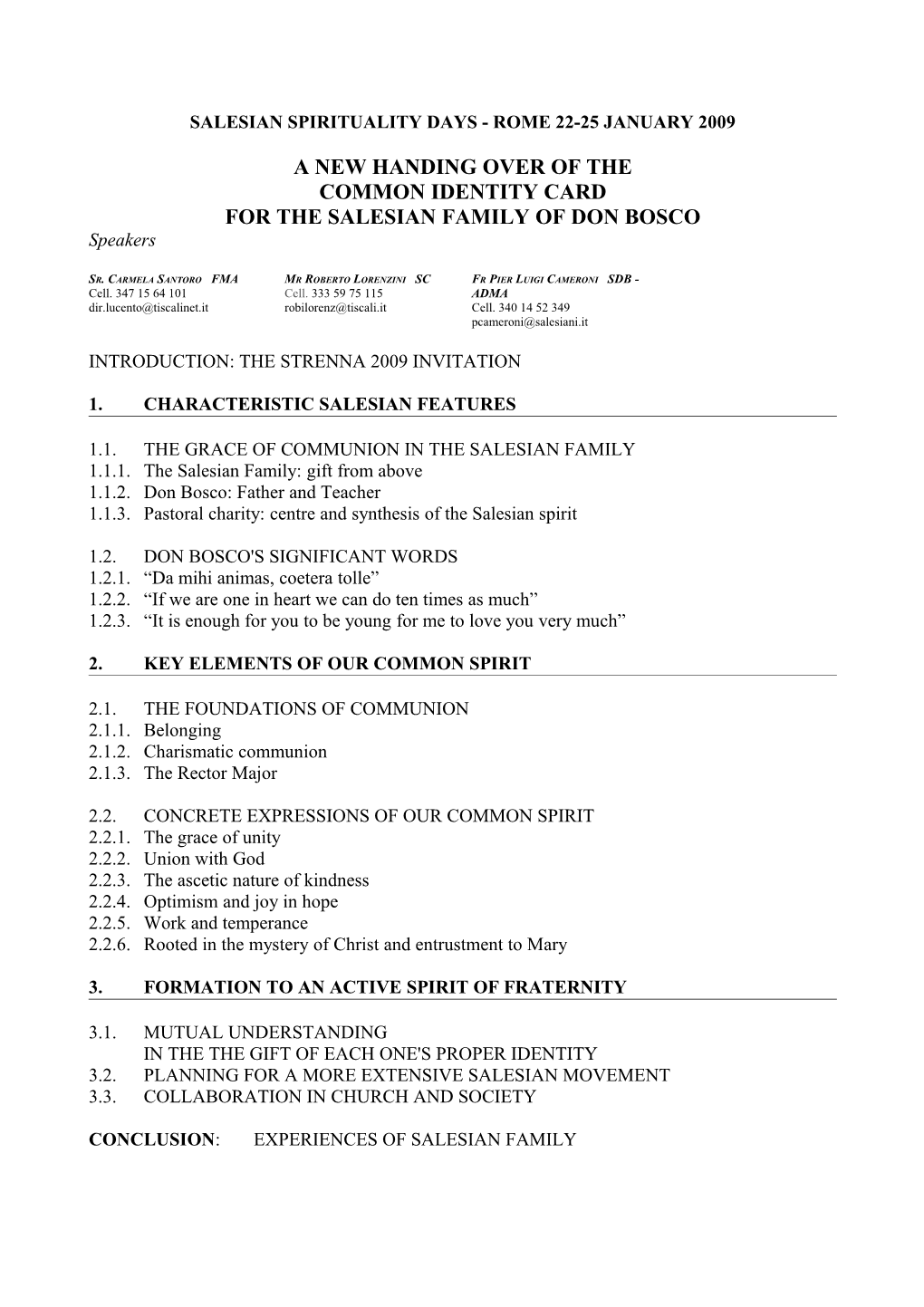 Characteristic Salesian Features