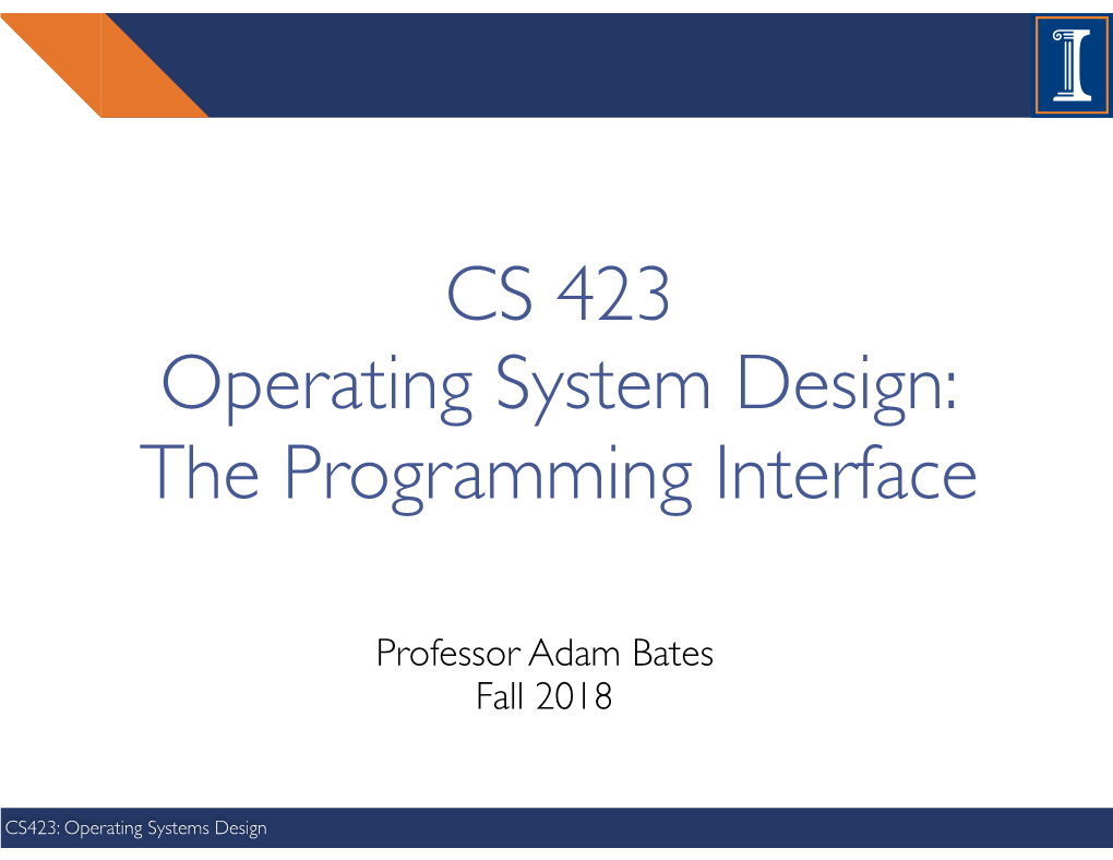 CS 423 Operating System Design: the Programming Interface