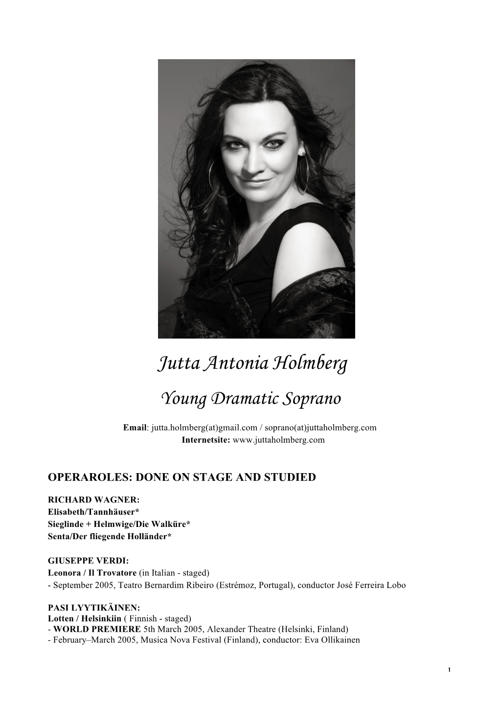 Jutta Antonia Holmberg Young Dramatic Soprano