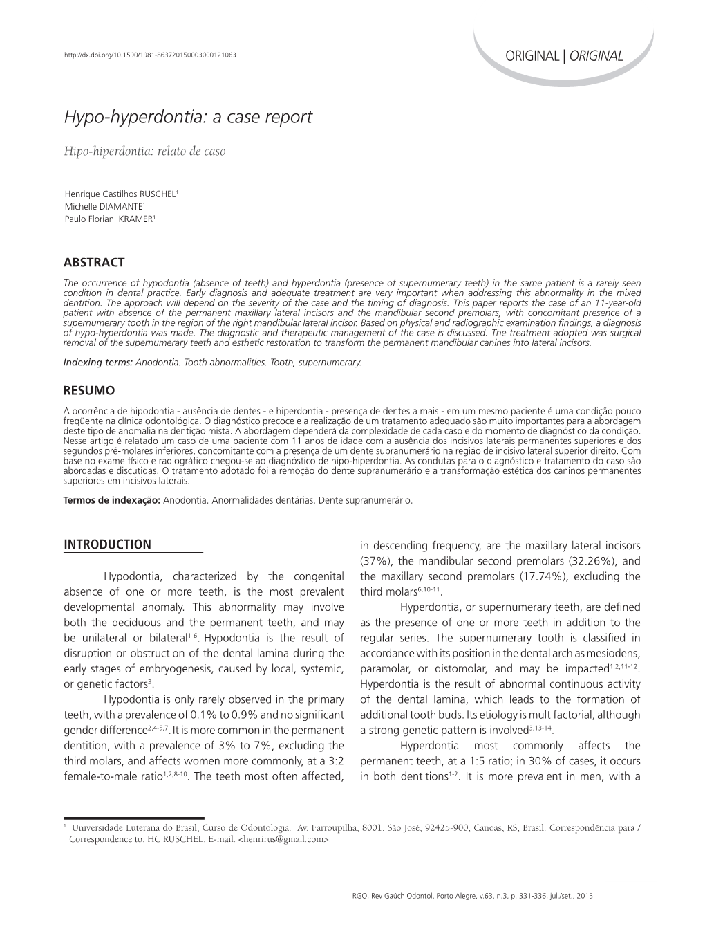 Hypo-Hyperdontia: a Case Report