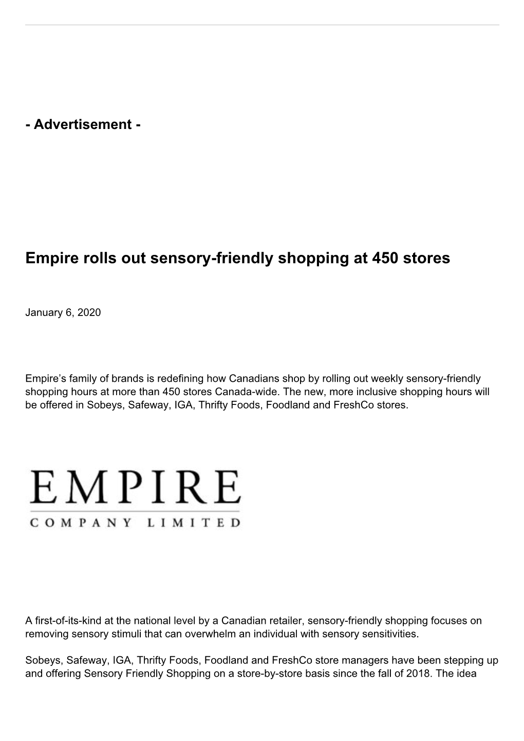 Empire Rolls out Sensory-Friendly Shopping at 450 Stores