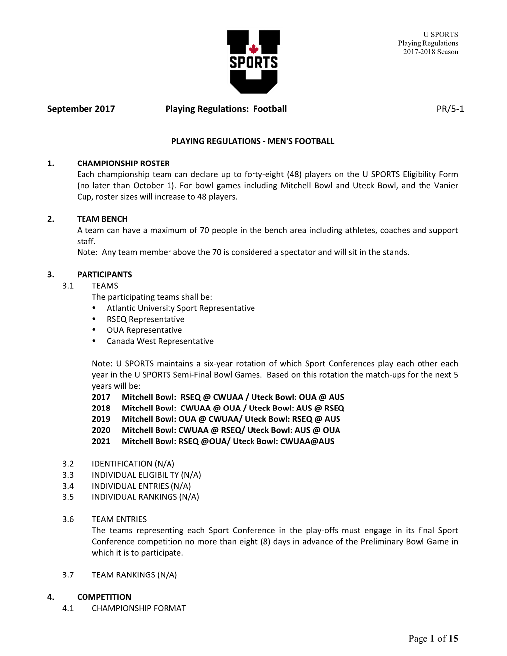 Playing Regulations 2017-2018 Season