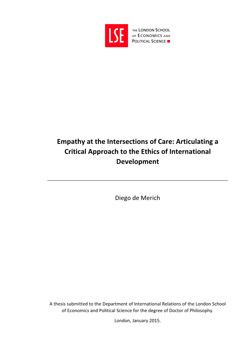 Empathy at the Intersections of Care: Articulating a Critical Approach to the Ethics of International Development