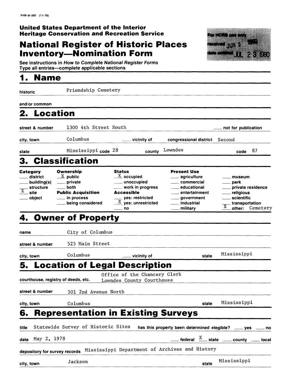 National Register of Historic Places Inventory Nomination Form 1