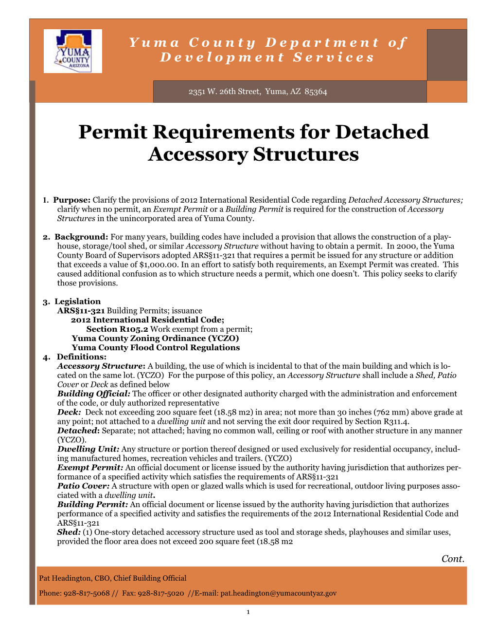 Permit Requirements for Detached Accessory Structures