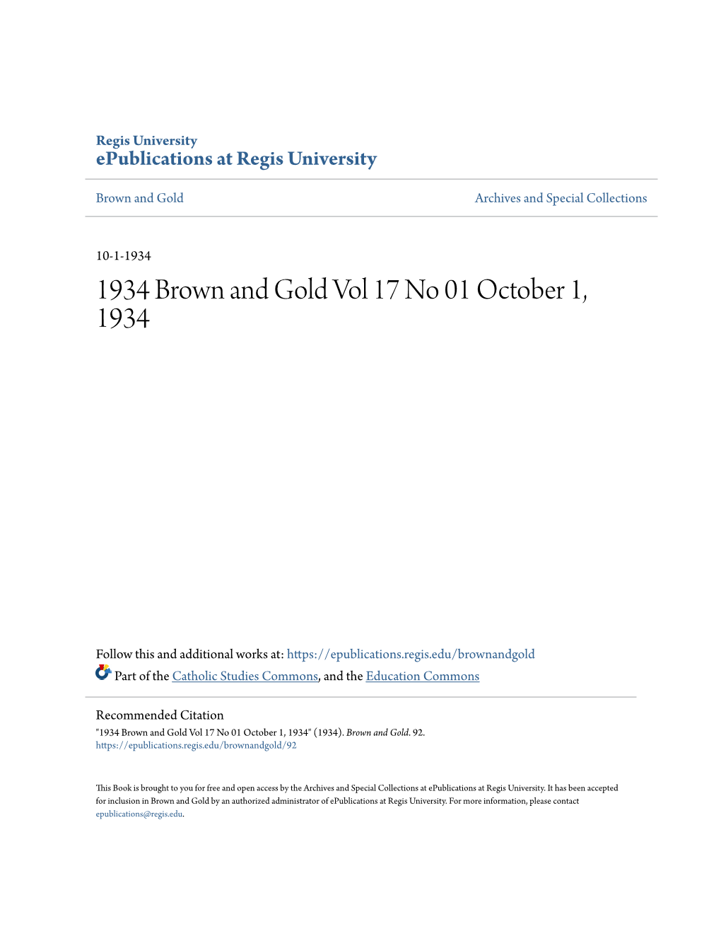 1934 Brown and Gold Vol 17 No 01 October 1, 1934