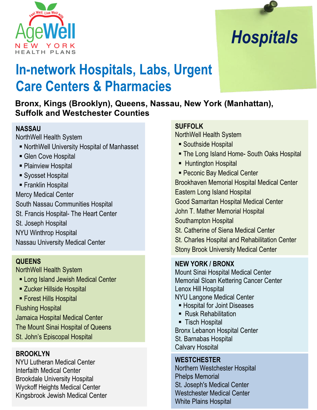 In-Network Hospitals, Labs, Urgent Care Centers & Pharmacies