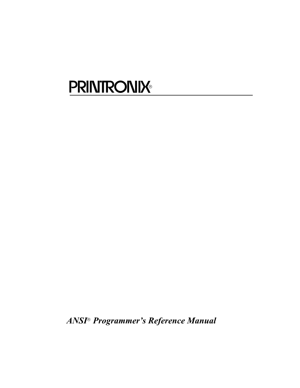 ANSI® Programmer's Reference Manual