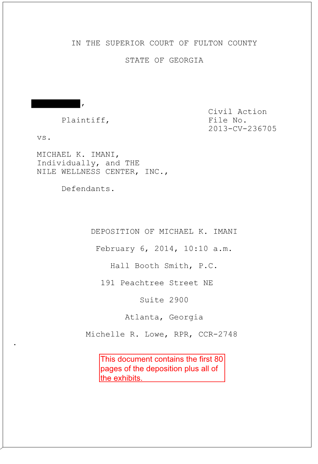 Deposition of Michael Imani