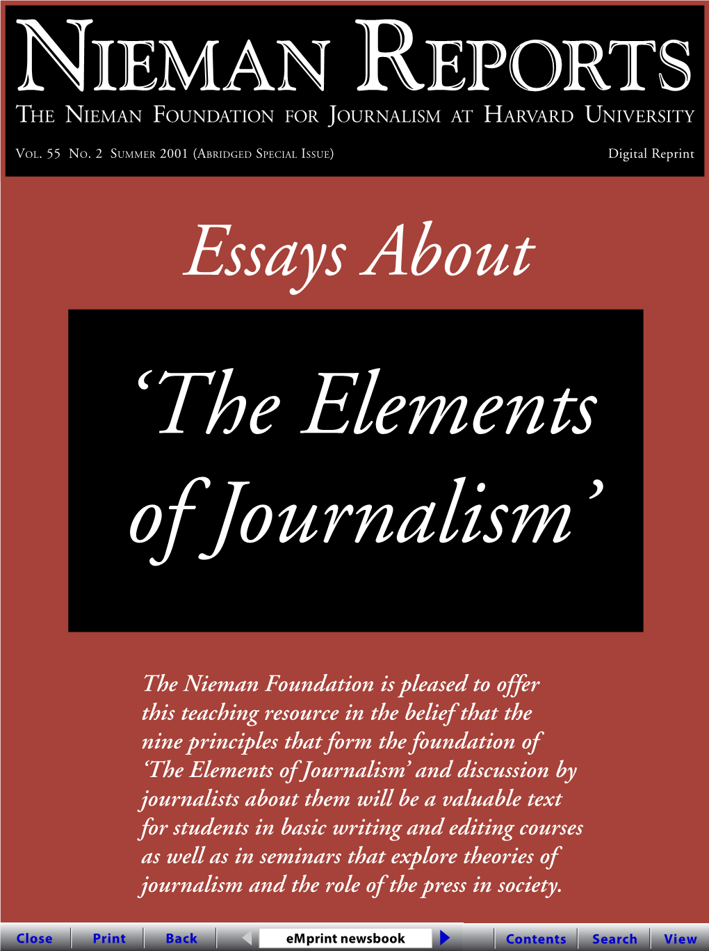Essays About 'The Elements of Journalism,'