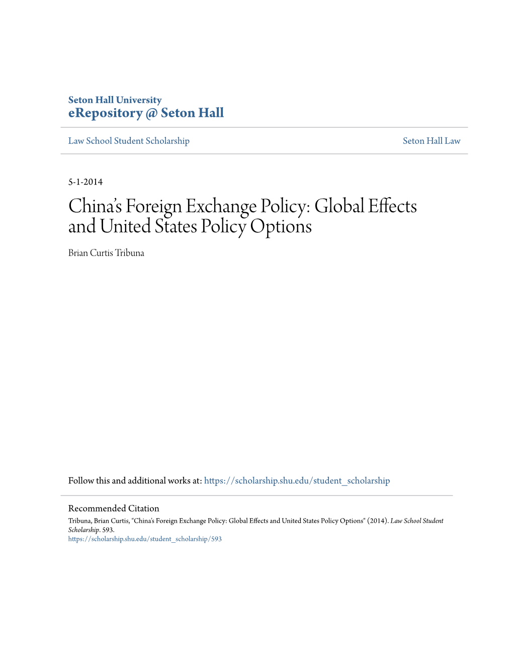 Global Effects and United States Policy Options Brian Curtis Tribuna
