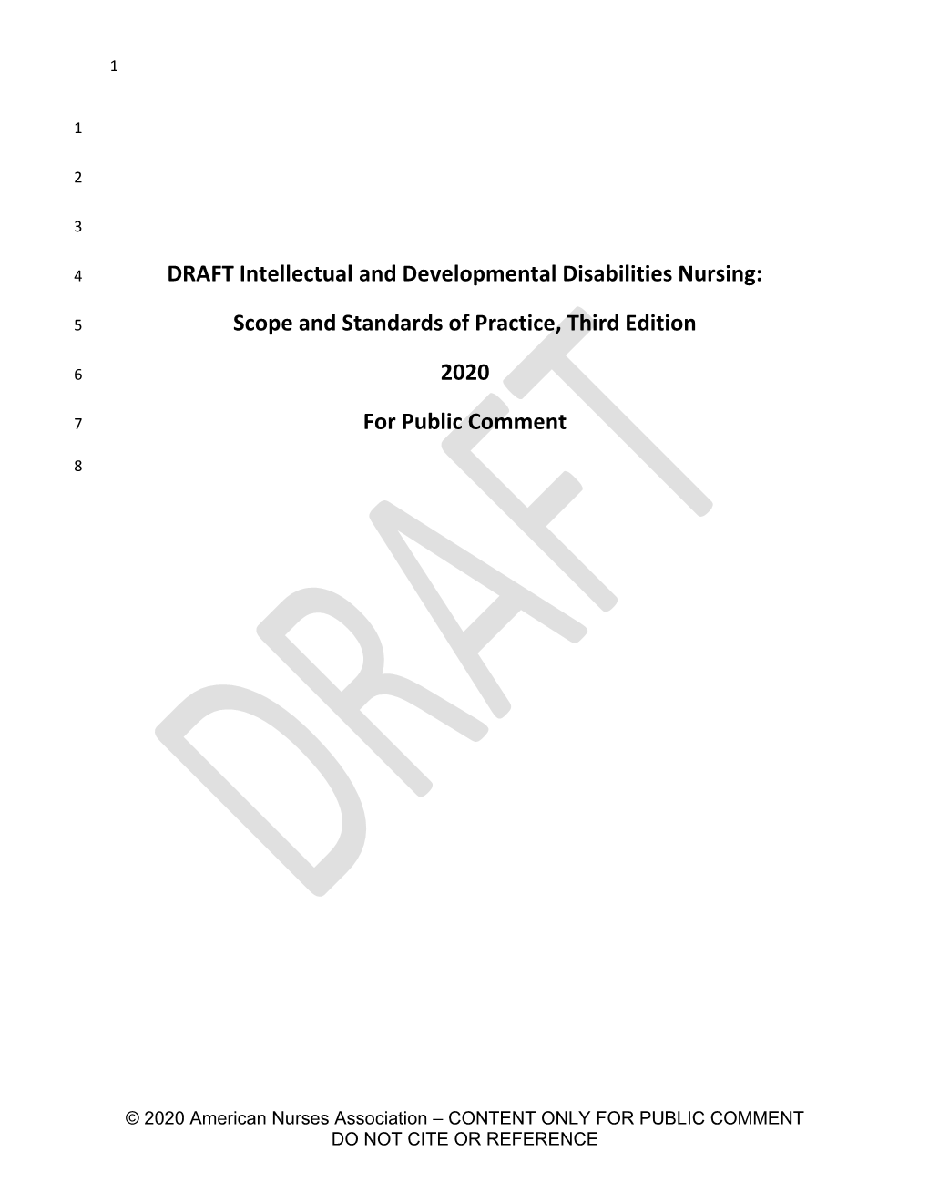 DRAFT Intellectual and Developmental Disabilities Nursing