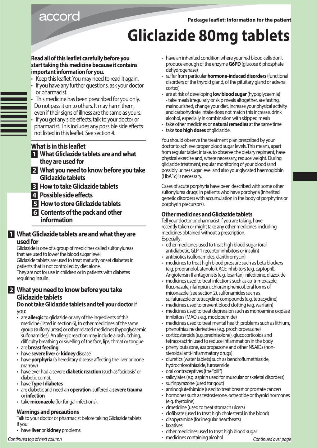 Gliclazide 80Mg Tablets